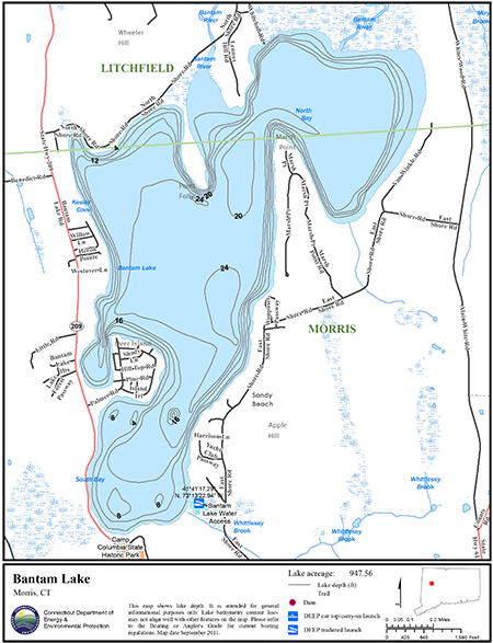 Bantam Lake Map - Newport, CT