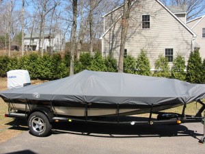 Boat with cover installed